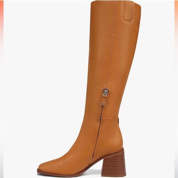 NWOB Sam Edelman Wade Wide Calf Leather Knee-High Boots in Caramel $250 size 6.5 - Picture 3 of 12